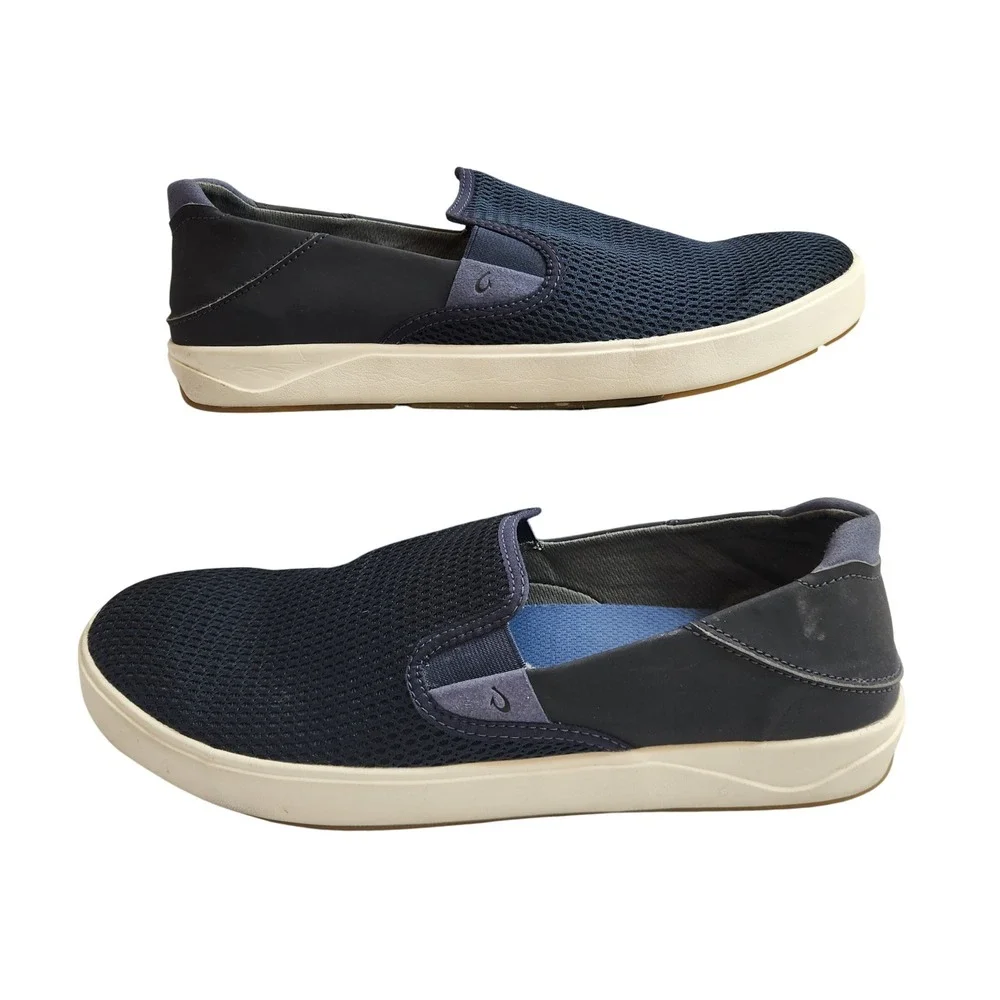 OluKai Laeahi Mens Navy Blue Textile Slip On Loafers Comfort Casual Shoes‎ US 14